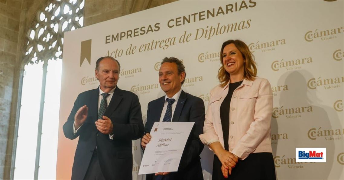 BigMat Aldino, reconocida por la Cámara de Comercio Valencia por sus 100 años de trayectoria