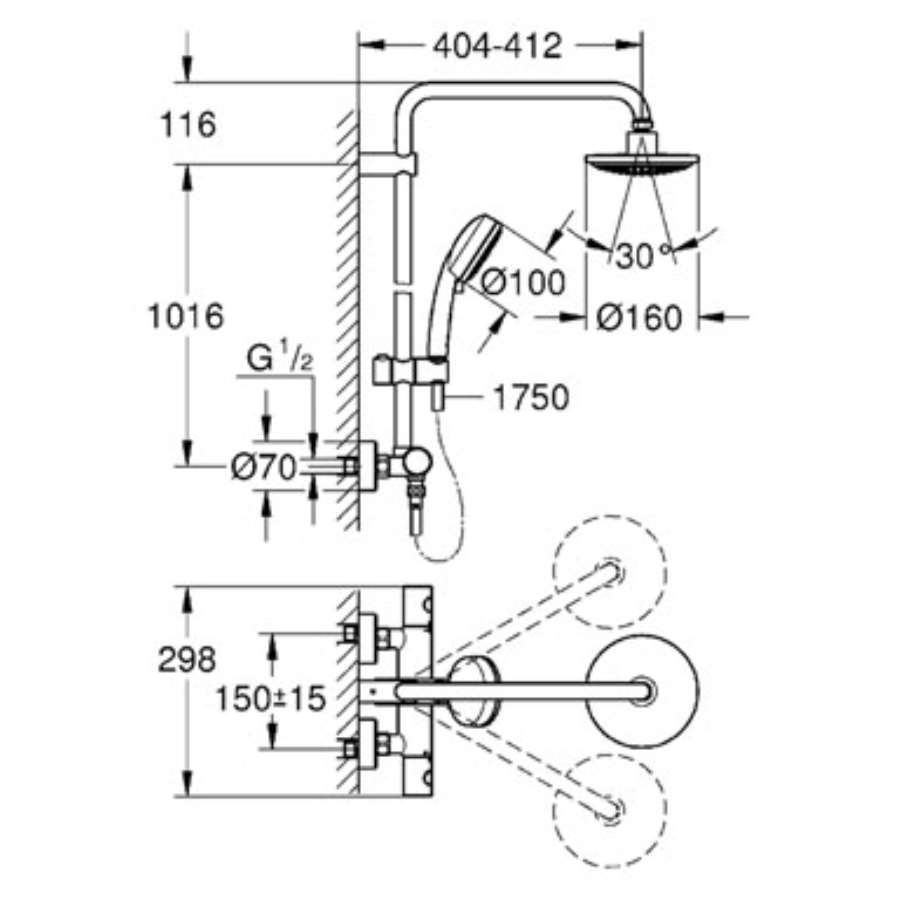 Imagen accesoria del productoCONJUNTO DE DUCHA TEMPESTA SYSTEM 160mm