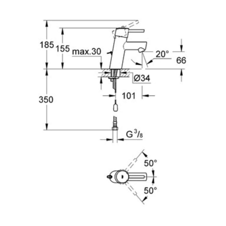 Grifo Monomando Lavabo Concetto Grohe.