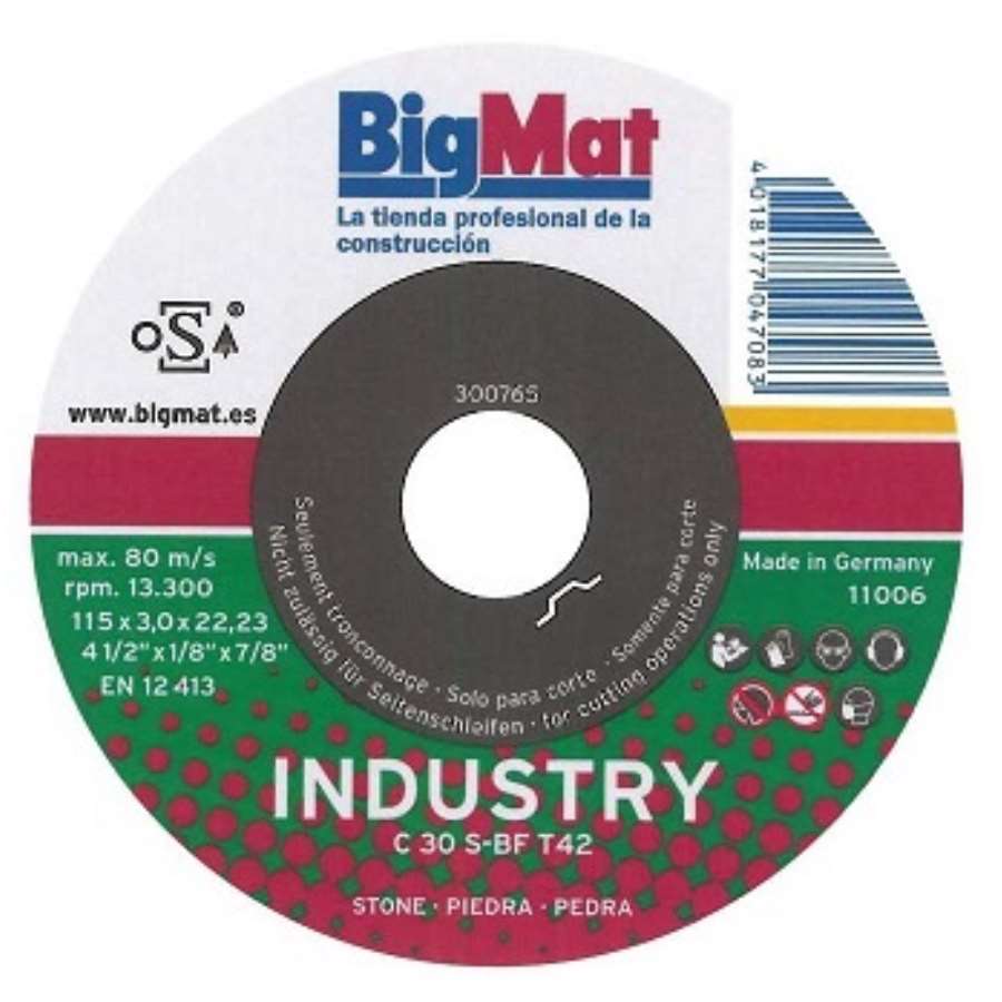 Imagen principal del producto***DISCO BIGMAT CORTE PIEDRA 125X3 C30S