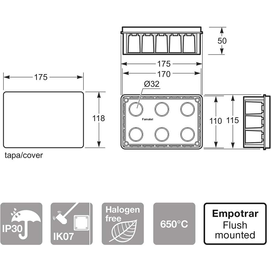 Imagen accesoria del productoCAJA EMPOTRAR PLADUR 115x175x45 TAPA