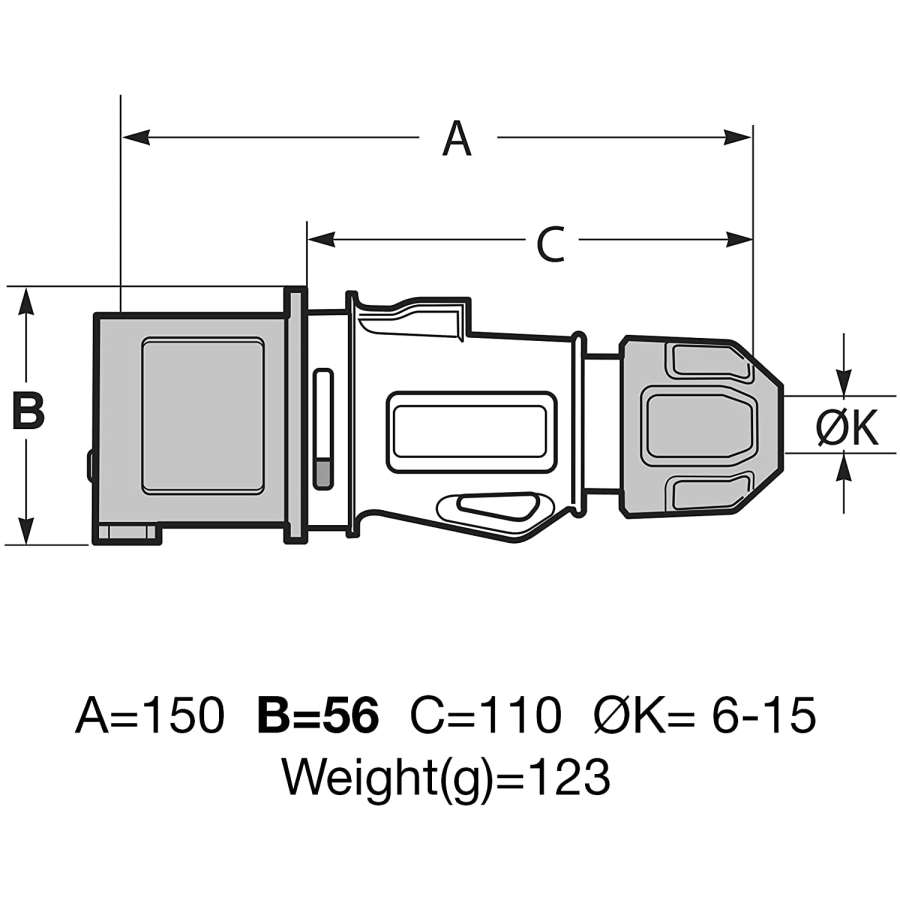 Imagen accesoria del productoCLAVIJA 2P+T 16A 220-240V IP-44