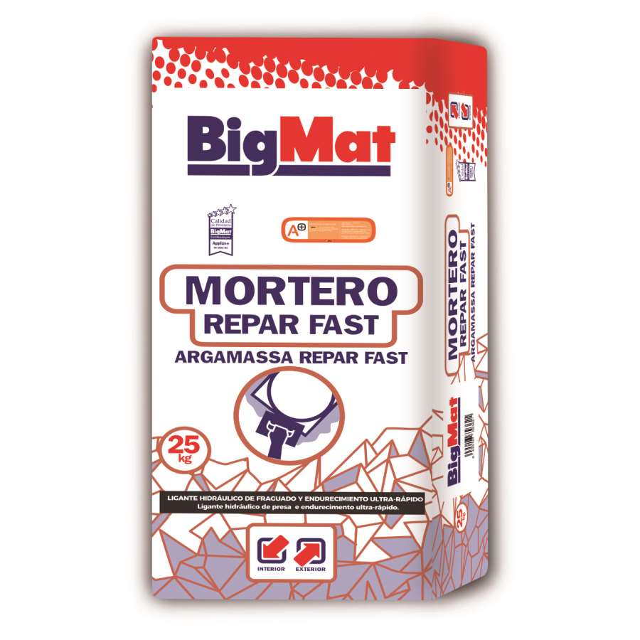 Imagen principal del productoMortero Bigmat repar fast (saco 25 Kg)