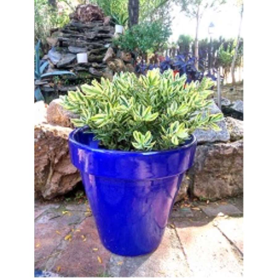 Imagen principal del productoMACETA BARRO SUELO 23X23CM ESMALTADA AZUL