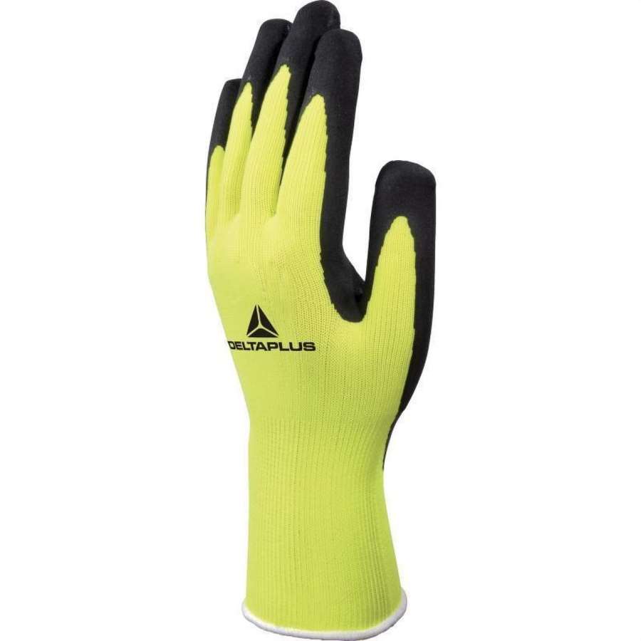 Imagen accesoria del productoGUANTE TRICOTADO POLIÉSTER FLUO-P.ESPUMA LÁTEX T9(Paq.12uds)
