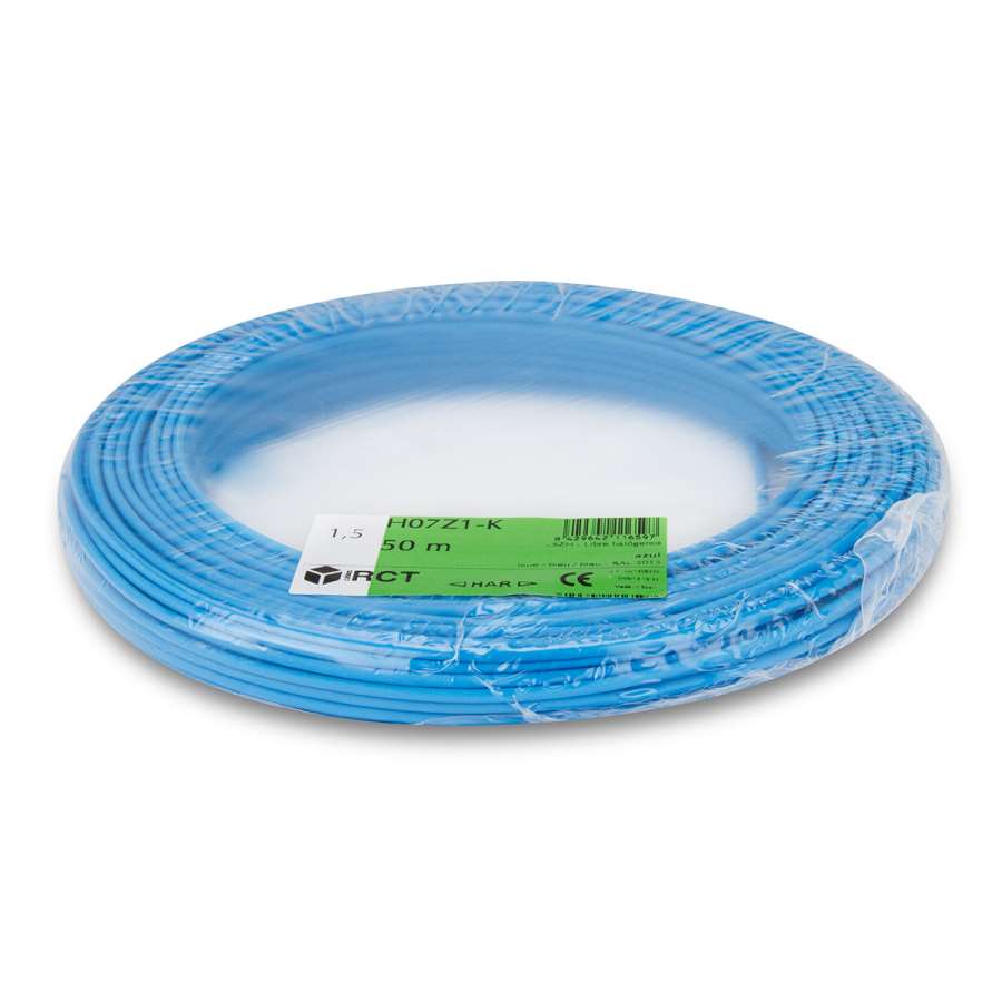 Imagen principal del productoCABLE H07Z1-K CPR 1,5 AZUL R50 (libre de halógenos)