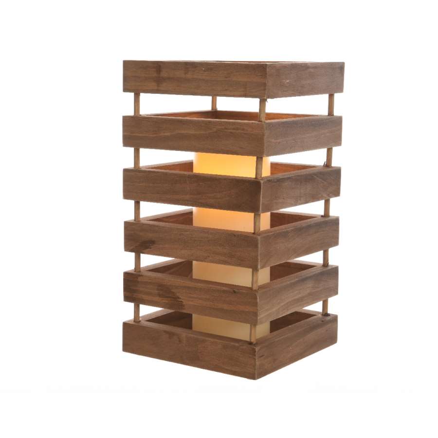 Imagen principal del productoLED FAROL DE MADERA PARA INTERIOR 15x28CM