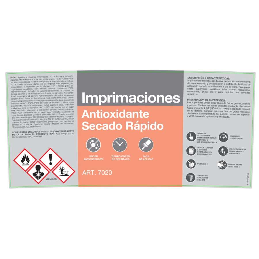 Imagen accesoria del productoIMPRIMACIÓN ANTIOXIDANTE 4L ROJO SECADO RÁPIDO