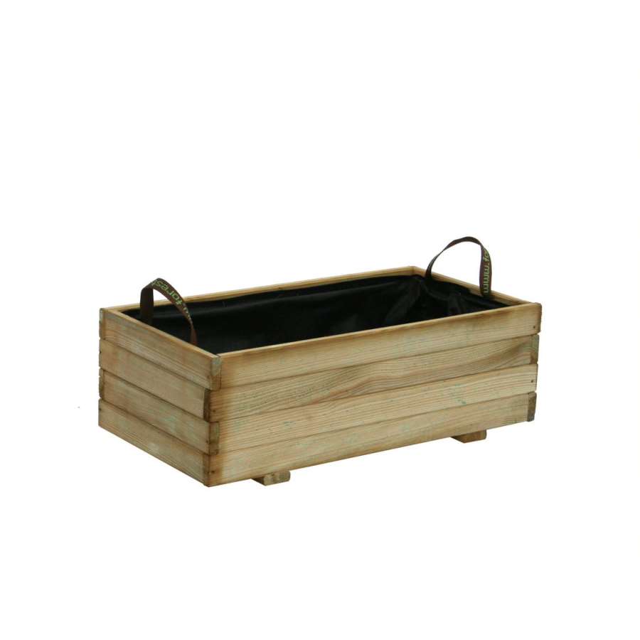 Imagen principal del productoJARDINERA RUSTICA RECTANGULAR 80X40X27CM, CON GEOTEXTIL, 63L
