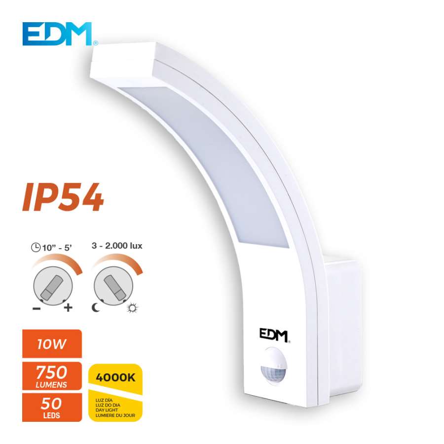 Imagen principal del producto**APLIQUE EXTERIOR LED C/SENSOR BLANCO 10W (4000K)