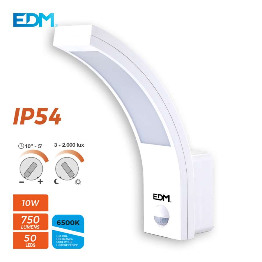 Imagen principal del producto***APLIQUE EXTERIOR LED C/SENSOR BLANCO 10W (6400K)