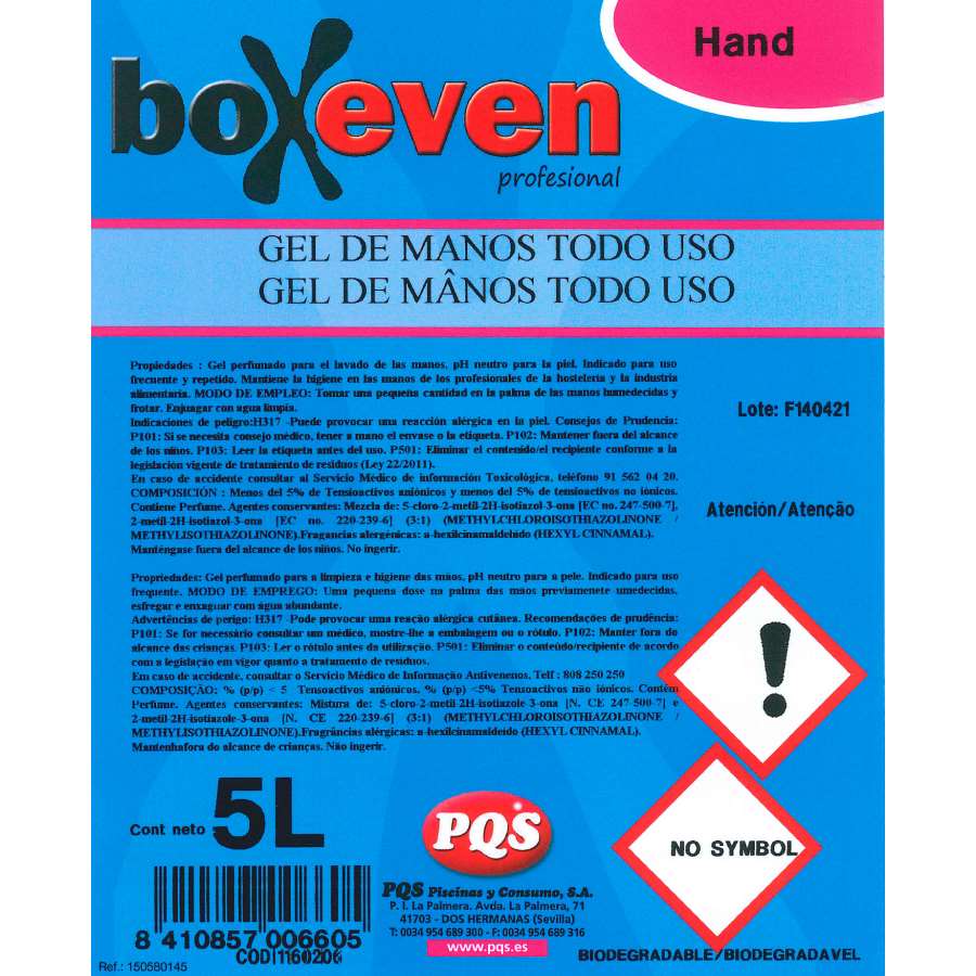 Imagen accesoria del productoGEL MANOS TODO USO 5L