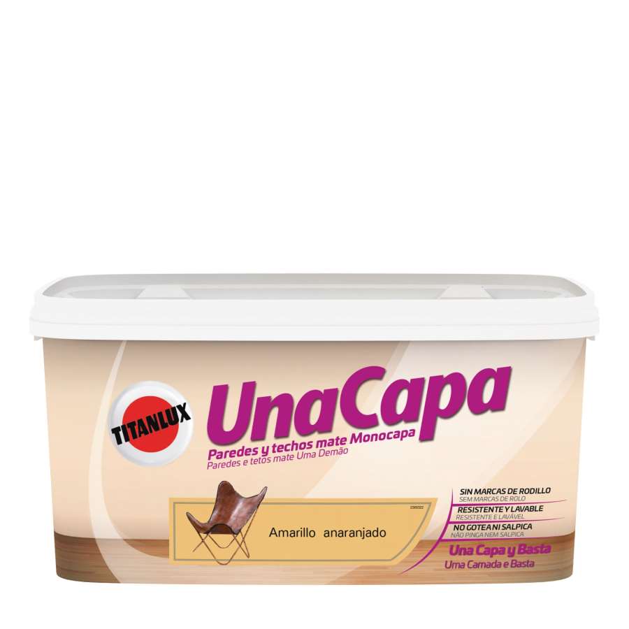 Imagen principal del productoPINTURA UNA CAPA TITANLUX AMARILLO ANARANJADO 4L
