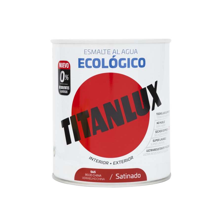 Imagen principal del productoESMALTE AL AGUA TITANLUX SATINADO ROJO CHINO 750ML