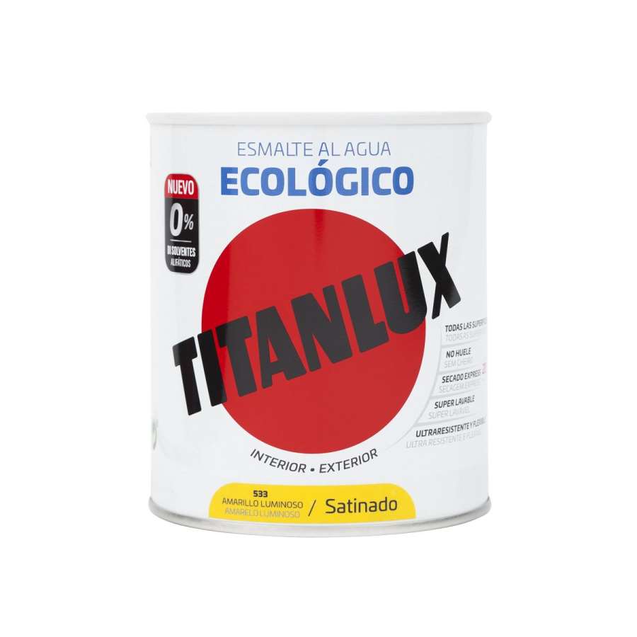 Imagen principal del productoESMALTE AL AGUA TITANLUX SATINADO AMARILLO LUMINOSO 750ML