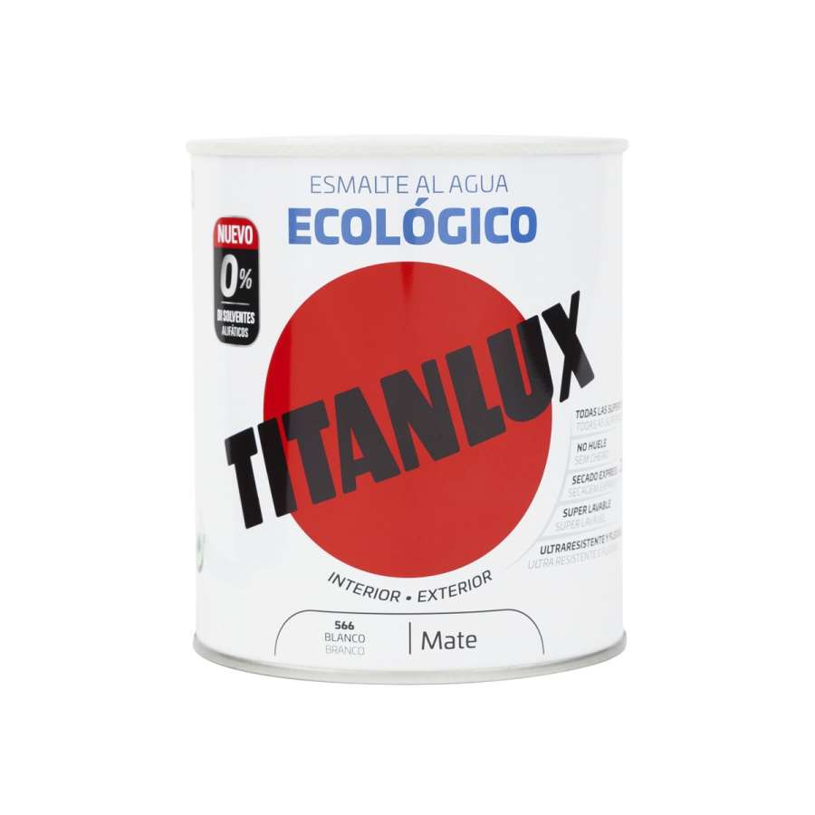 Imagen principal del productoESMALTE AL AGUA TITANLUX MATE BLANCO 750ML