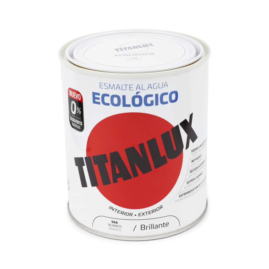 Imagen principal del productoESMALTE AL AGUA TITANLUX BRILLANTE BLANCO 750ML