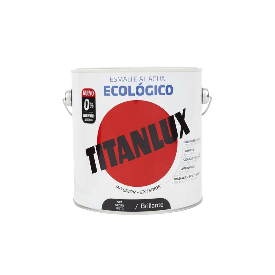 Imagen principal del productoESMALTE AL AGUA TITANLUX BRILLANTE NEGRO  750ML