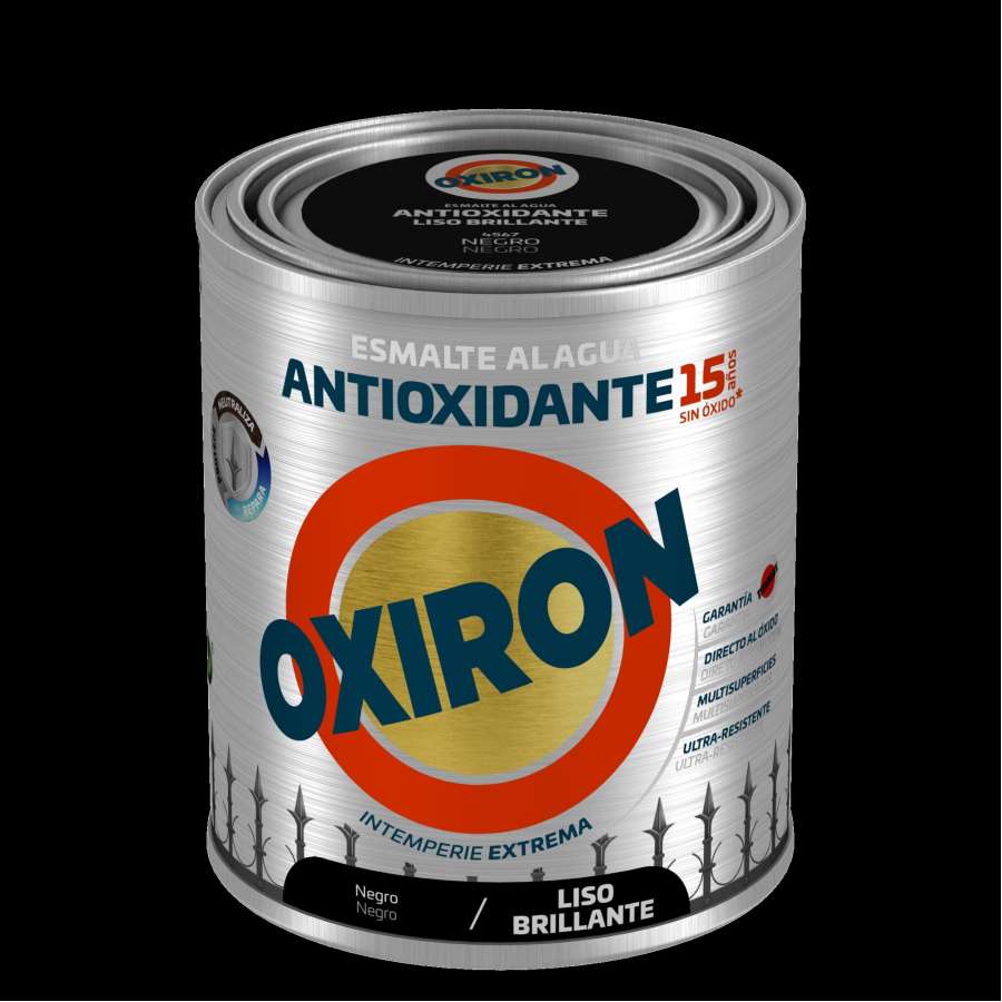 Imagen principal del productoESMALTE AL AGUA OXIRÓN LISO BRILLANTE NEGRO 750ML