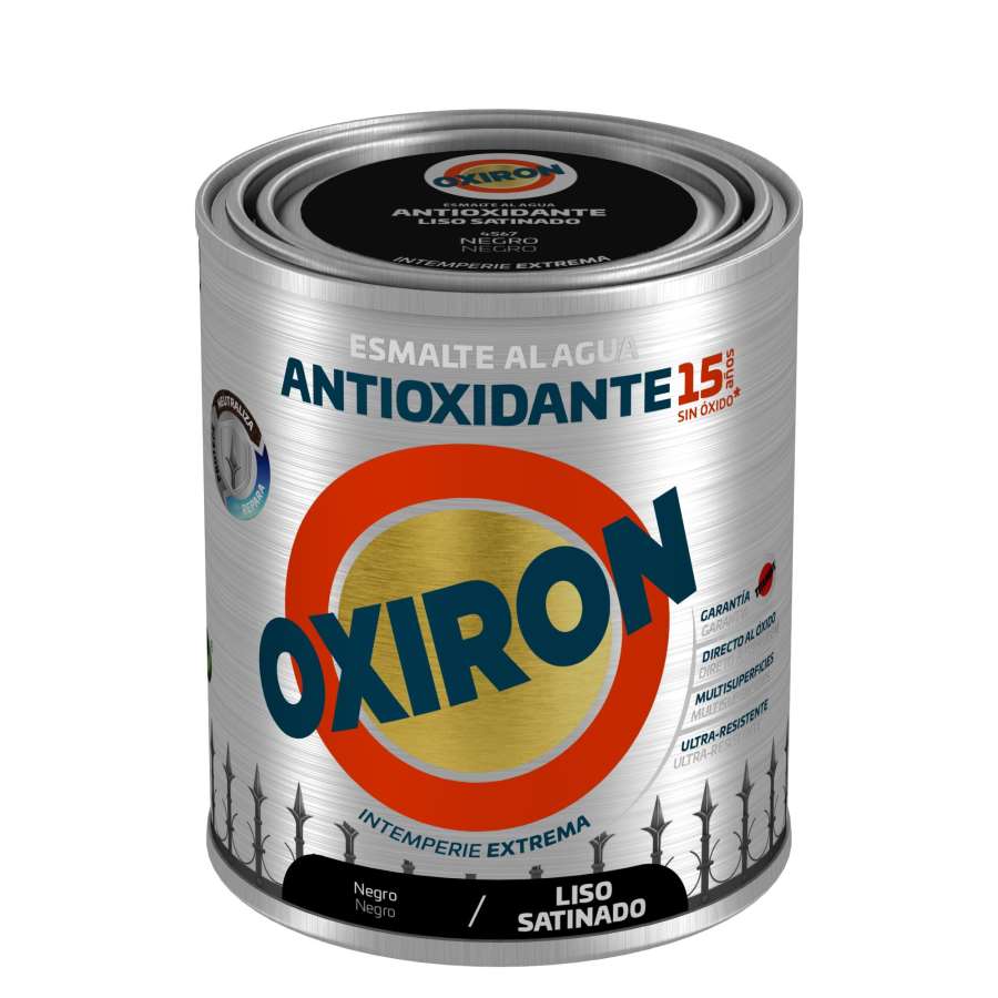 Imagen principal del productoESMALTE AL AGUA OXIRÓN LISO SATINADO NEGRO 750ML