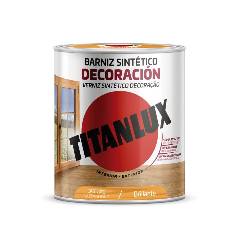 Imagen principal del productoBARNIZ SINTÉTICO TITANLUX BRILLANTE CASTAÑO 750ML