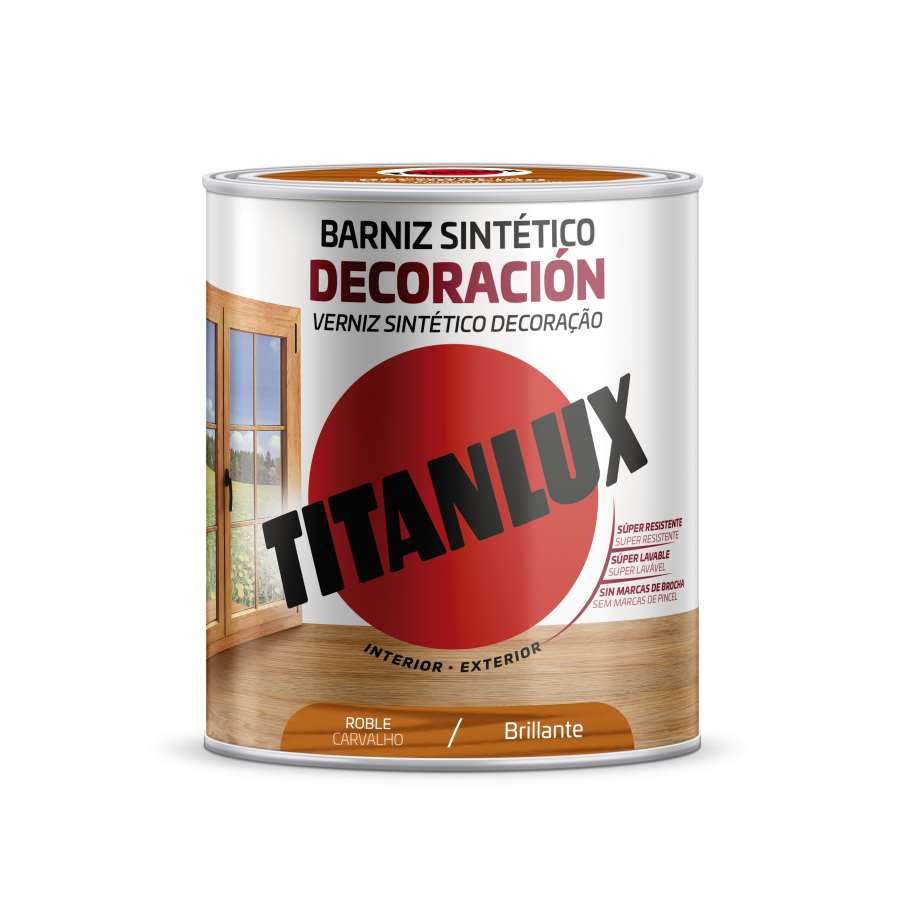 Imagen principal del productoBARNIZ SINTÉTICO TITANLUX BRILLANTE ROBLE 750ML