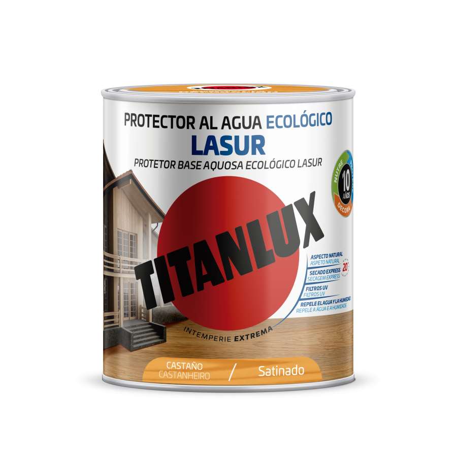 Imagen principal del productoPROTECTOR AL AGUA LASUR SATINADO CASTAÑO 750ML