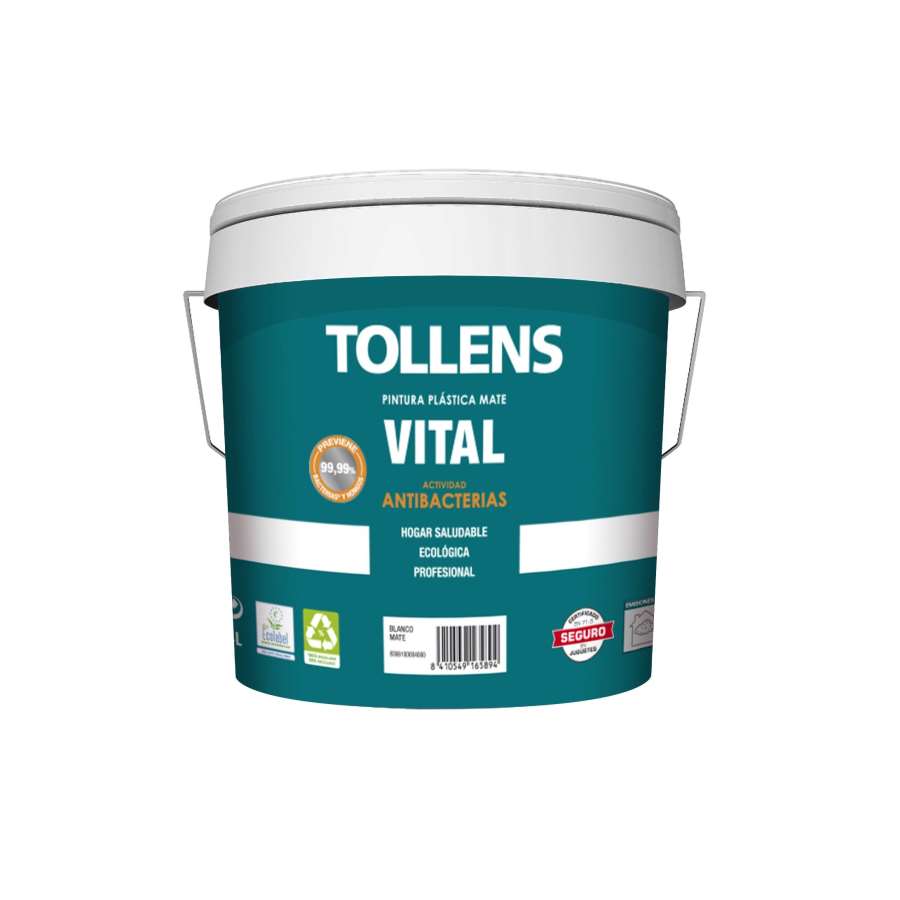 Imagen principal del productoPINTURA ANTIBACTERIAS INT./EXT. TOLLENS VITAL BLANCA 4L