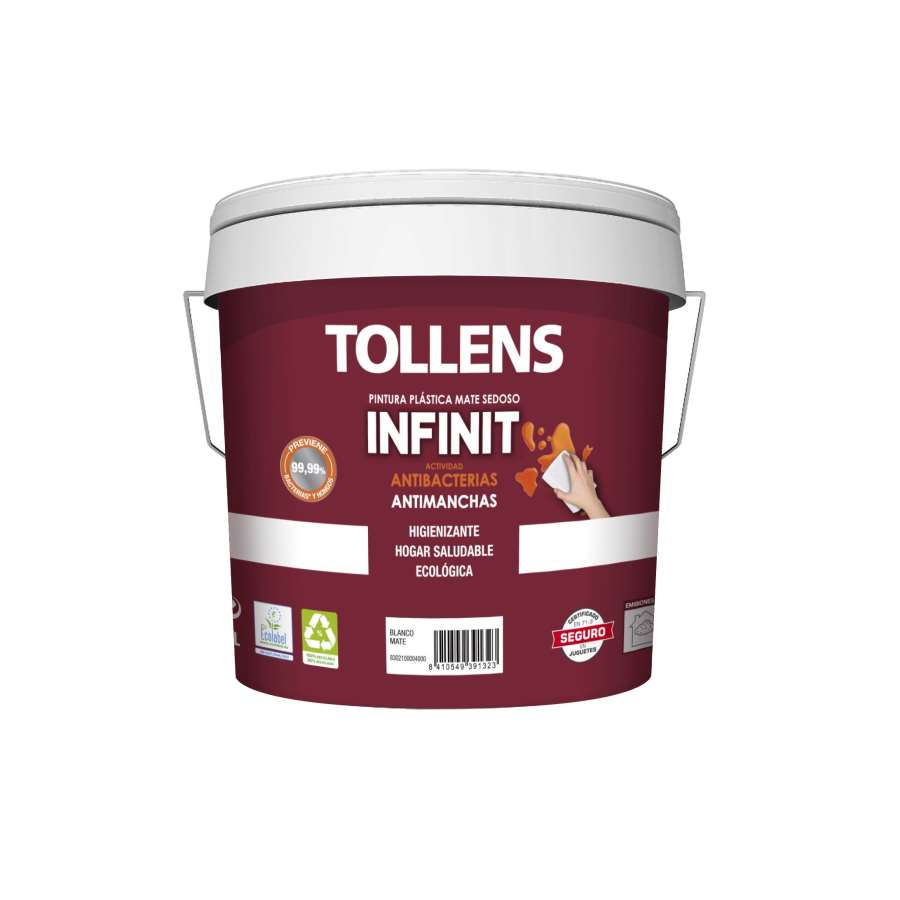 Imagen principal del productoPINTURA ANTIBACTERIAS INTERIOR TOLLENS INFINIT BLANCA 4L