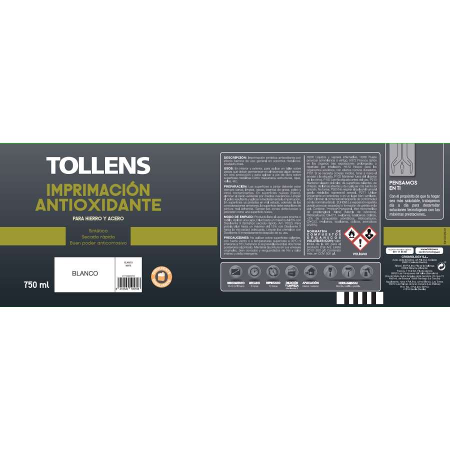 Imagen accesoria del productoIMPRIMACION ANTIOXIDANTE TOLLENS GRIS 750ML