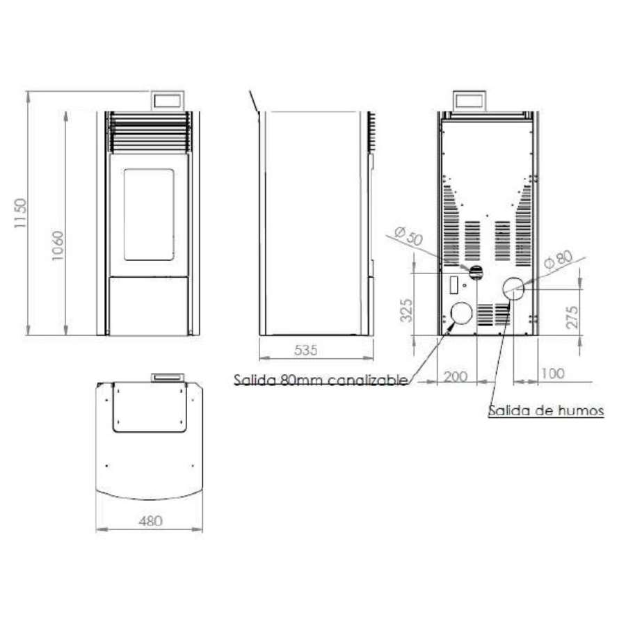 Imagen accesoria del productoESTUFA ELBA 10 KW CANALIZADA ECODESIGN, BURDEOS