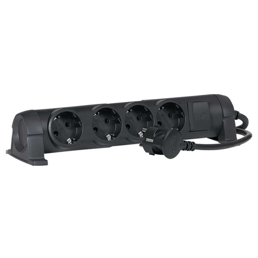 Imagen principal del productoBASE MULTIPLE CONFORT GIRATORIA 4X2P+T 1,5M NEGRO