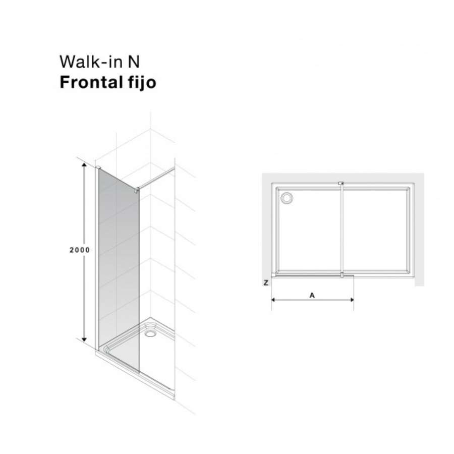 Imagen accesoria del productomampara walk-in n frontal fijo de 100 cm.