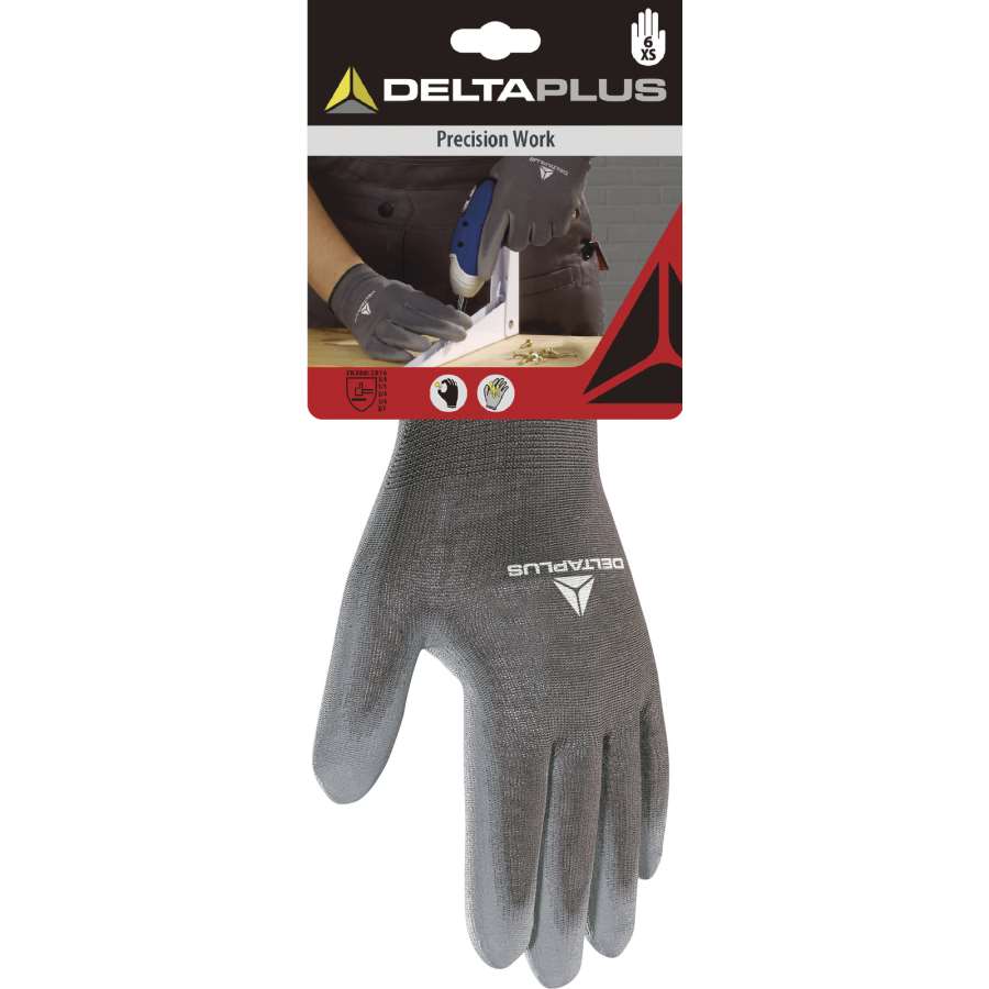 Imagen principal del producto**NULO**GUANTE TEJIDO POLIÉSTER/PU GRIS T9 (Paq. 6uds)