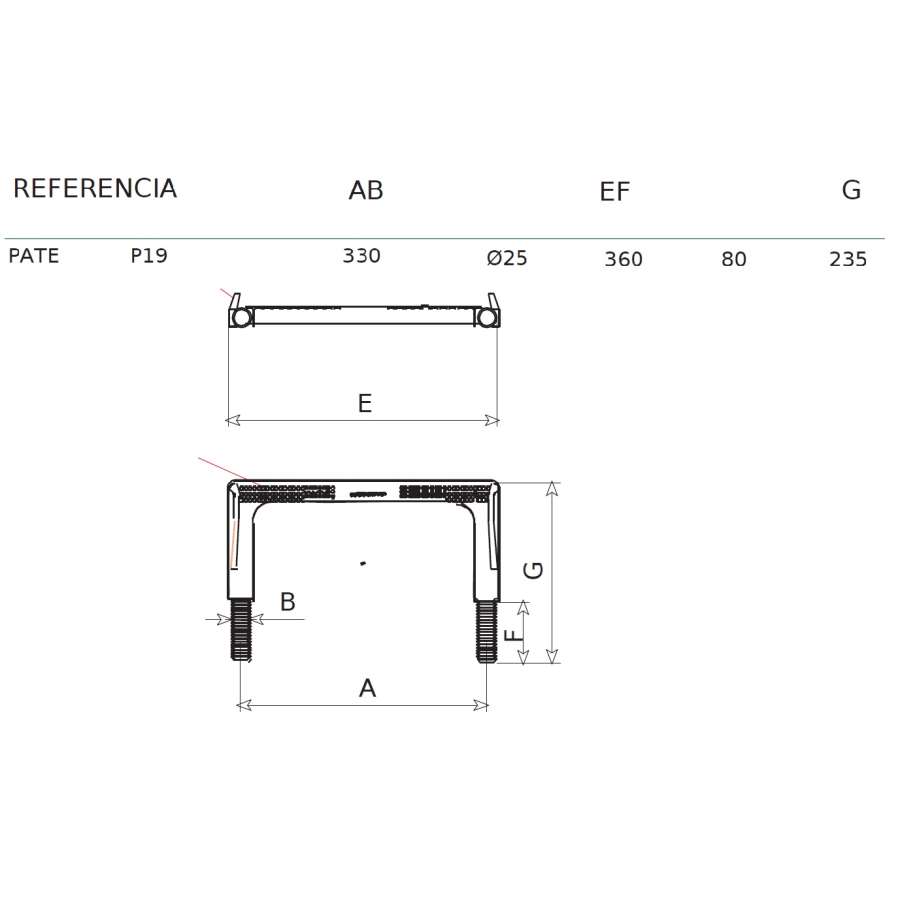 Imagen accesoria del productoPATE DE POLIPROPILENO RECTO