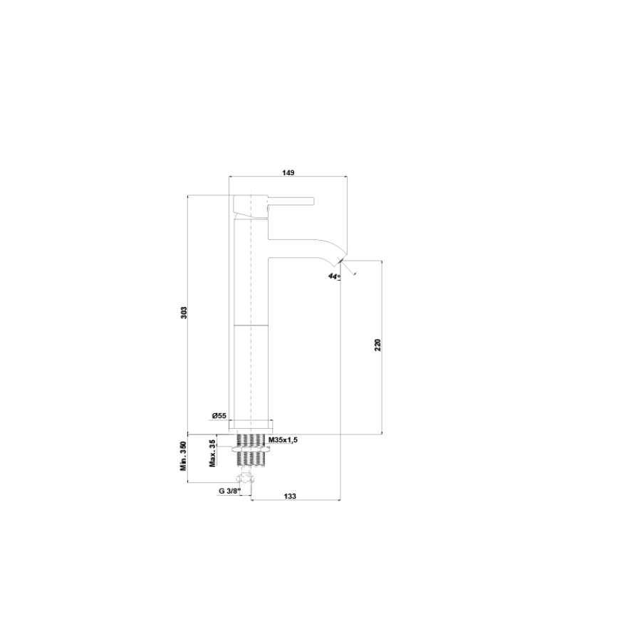 Imagen accesoria del productoODRA Monomando lavabo con caño alto