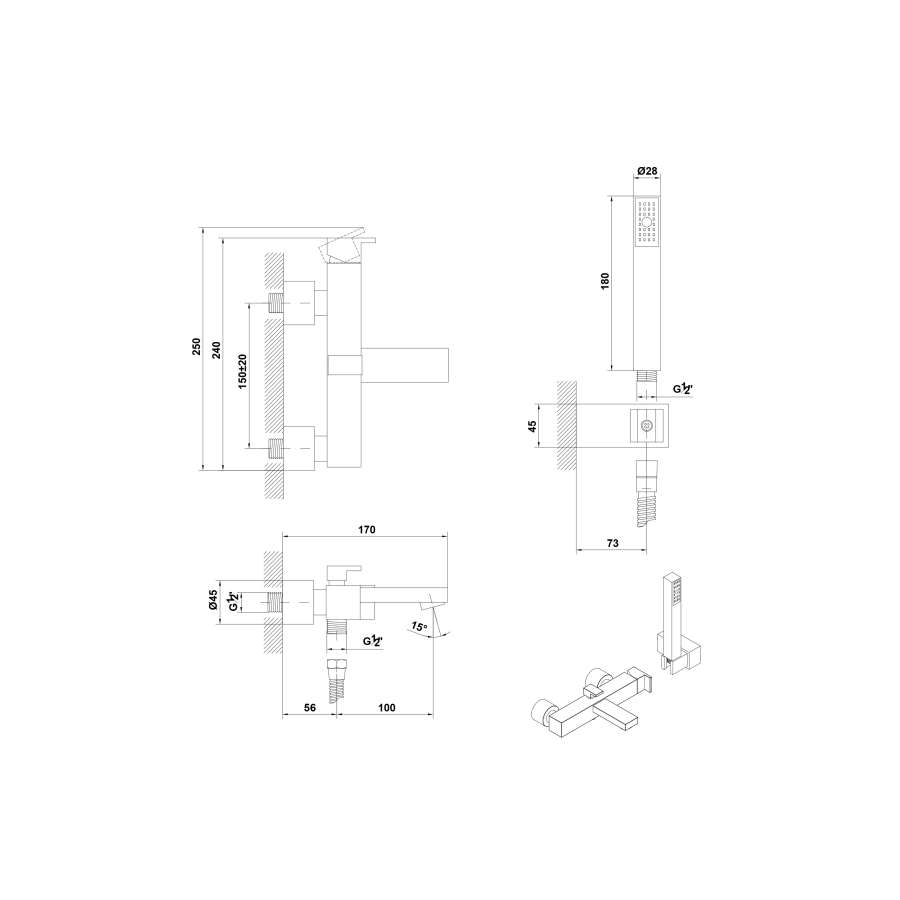 Imagen accesoria del productoKIREI Monomando para baño y ducha