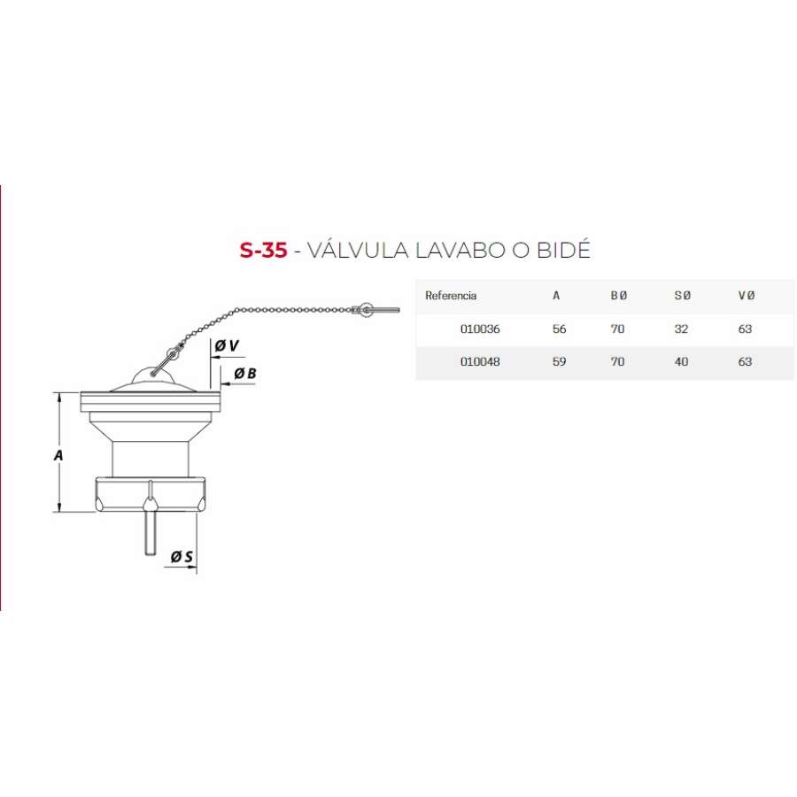 Imagen accesoria del productoS-35 VALVULA DESAGUE 1 1/2 X 63