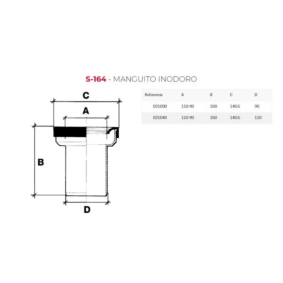 Imagen accesoria del productoS-164 MANGUITO WC PVC RECTO 90