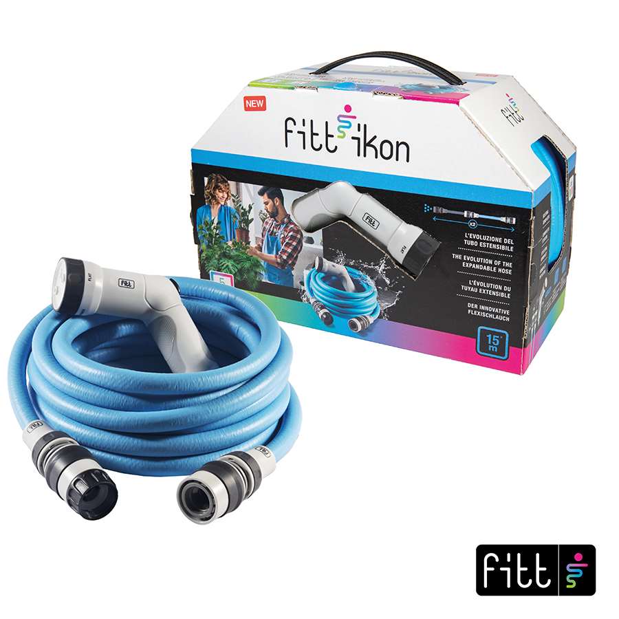 Imagen principal del productoMANGUERA EXTENSIBLE FITT IKON AZUL 15MTS+ACC+PISTOLA+BOLSA