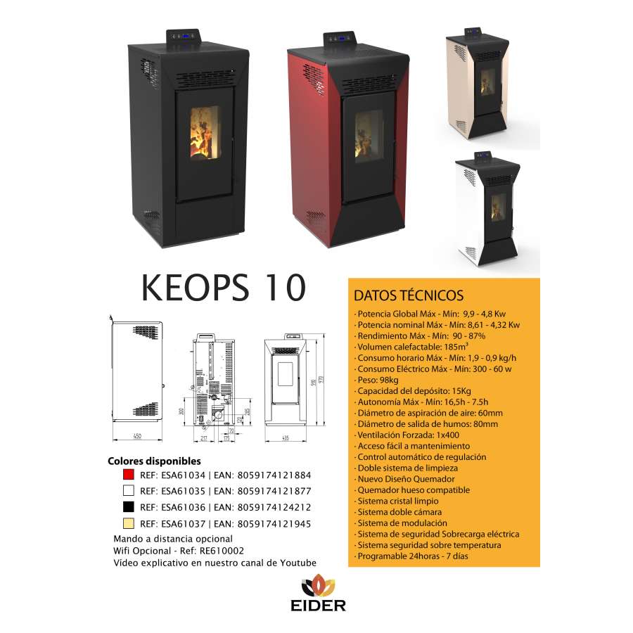 Imagen accesoria del productoESTUFA DE PELLET KEOPS 10 KW CANALIZABLE MARFIL-BEIGE