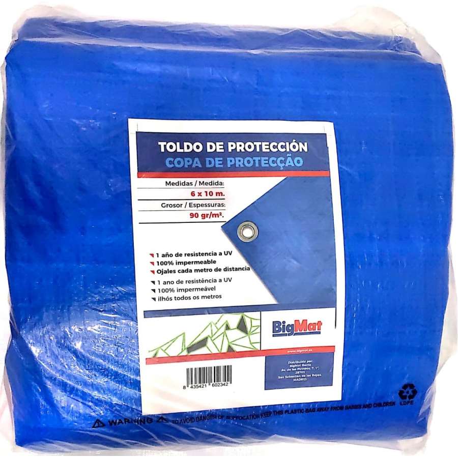 Imagen principal del productoTOLDO DE PROTECCION BIGMAT 90GSM AZUL 6X10M