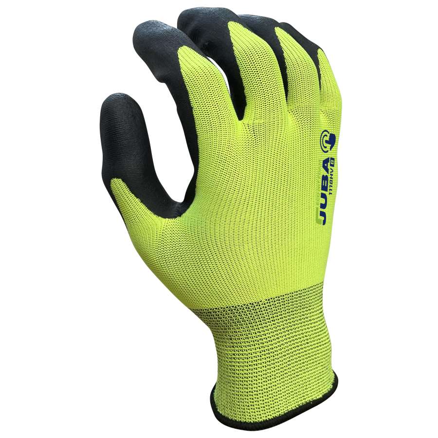 Imagen accesoria del productoGUANTE POLIÉSTER-NITRILO FOAM VERDE FLUOR T. 9