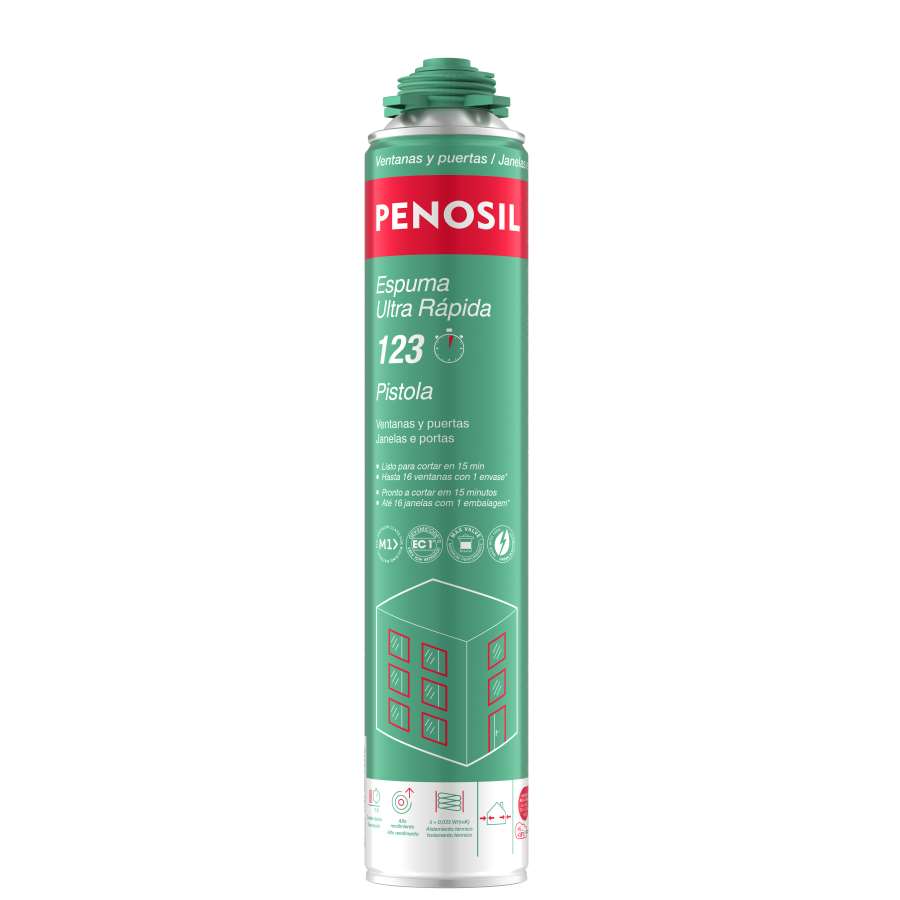 Imagem principal do produtoPENOSIL ESPUMA ULTRA RÁPIDA 123 PISTOLA 870 ML. PT 3P VALVE
