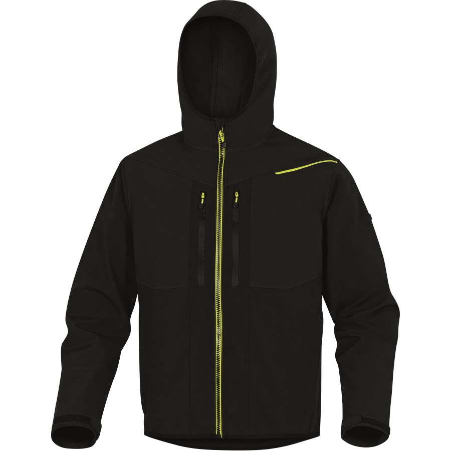 Imagen principal del productoCHAQUETA SOFTSHELL HORTEN LIGHT NEGRA-AMARILLO T M