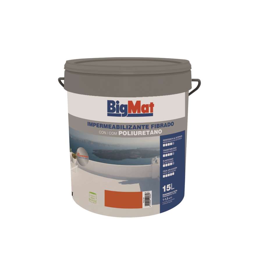 Imagen principal del productoImpermeabilizante fibrado con poliuretano bigmat rojo 15l cc