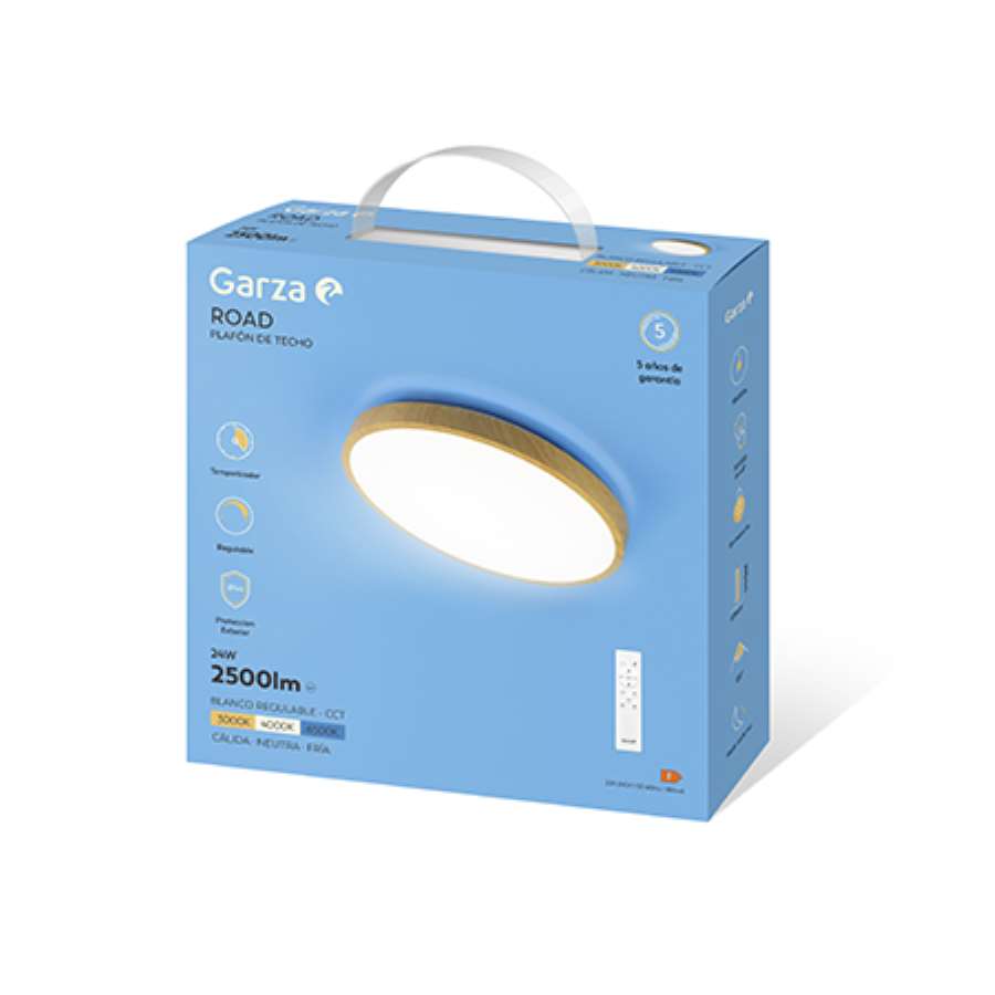 Imagen accesoria del productoPLAFÓN LED ROAD 24W 2500LM MADERA CCT+DIM ø295mm