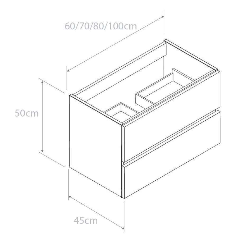 Imagen accesoria del productoMUEBLE BAÑO CANCUN 60CM 2 CAJONES BLANCO