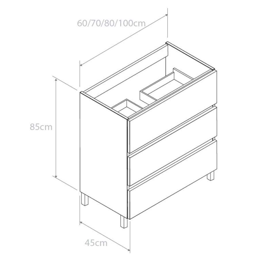 Imagen accesoria del productoMUEBLE BAÑO CENTRUM 60CM 3 CAJONES BLANCO