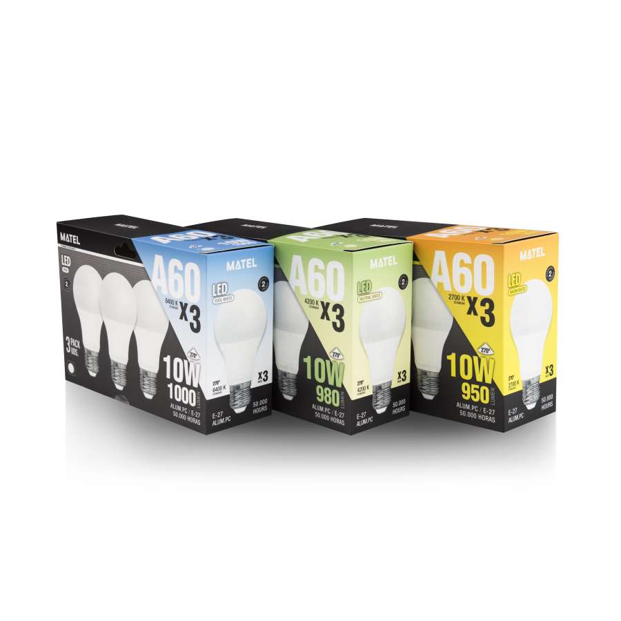 Imagen principal del productoBOMBILLA LED ESTANDAR PACK 3 UDS.E27 10W FRIA